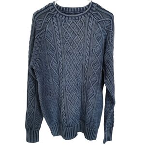 L.L.Bean Fisherman Cable Knit Roll Neck Sweater Blue Size L NWT